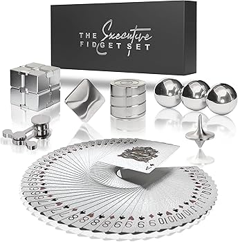 The Executive Fidget Set and Ono Roller on a wooden desk