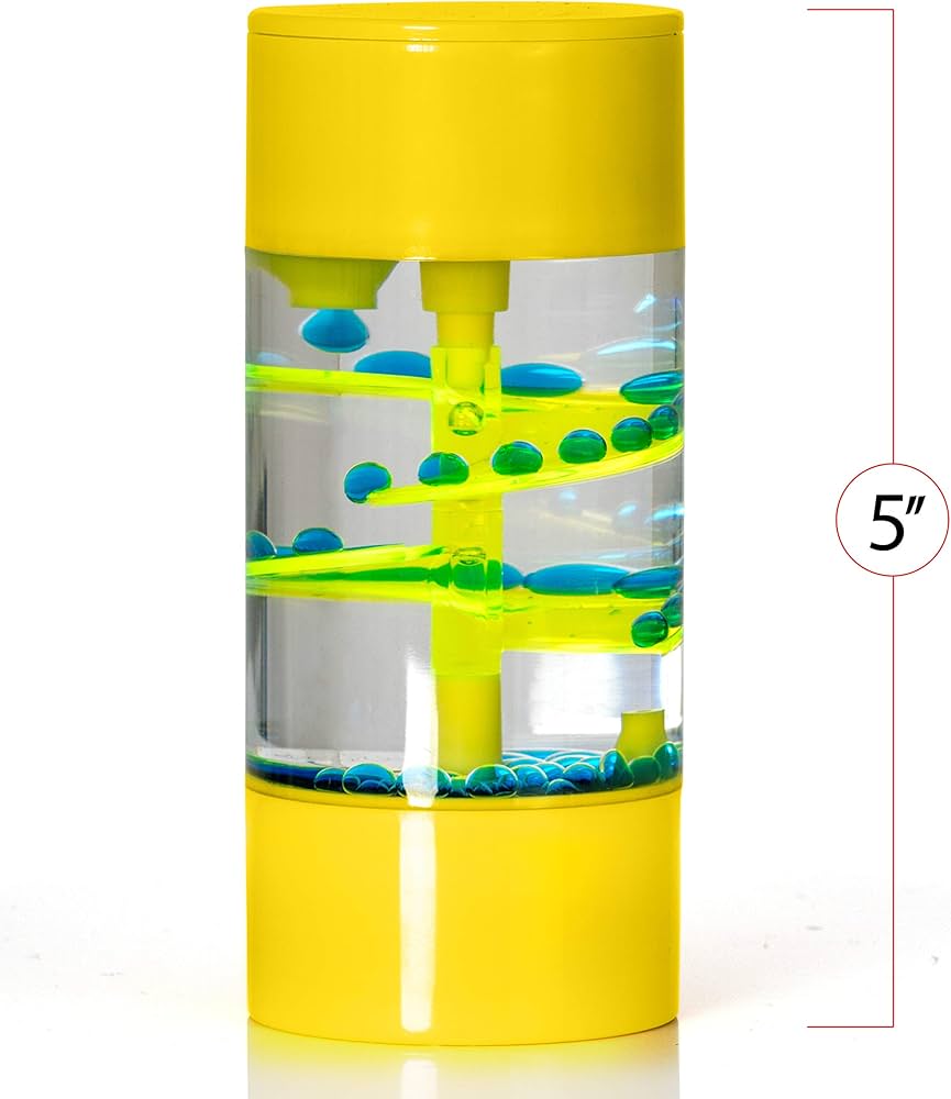 A liquid motion timer and magnetic fidget toys creating a visually stimulating scene