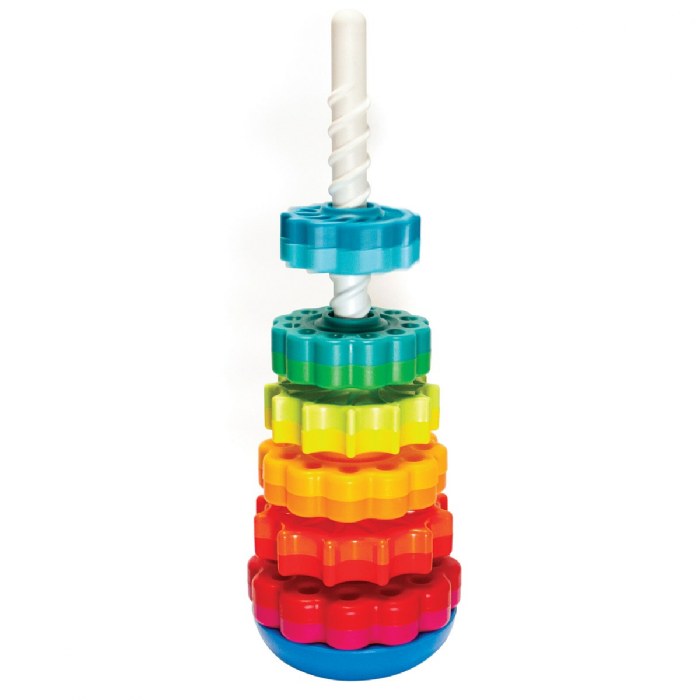 SpinAgain colorful stacking toy with spinning discs