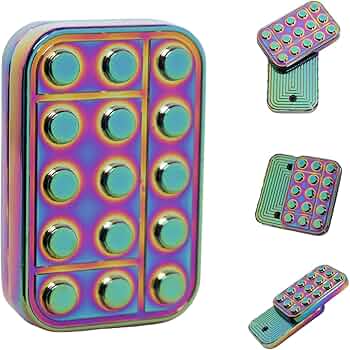 A multi-part magnetic fidget slider with geometric shapes