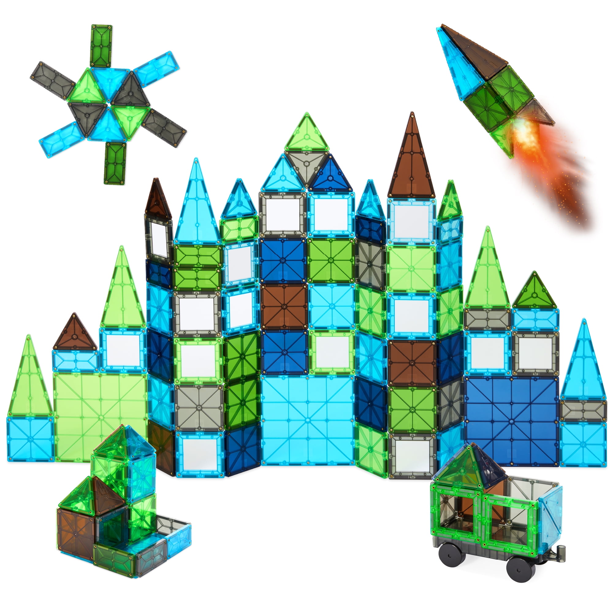 Magnetic tiles colorful geometric shapes building set