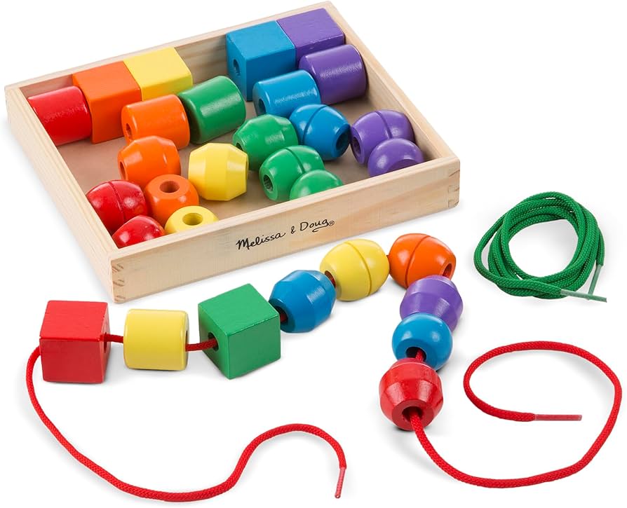 Melissa & Doug primary lacing beads with wooden string
