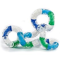 Twisted plastic tangle fidget toy with multiple connection points