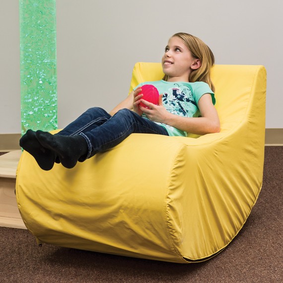 Person using rocking chair for anxiety relief