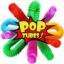 Colorful pop tubes and pop-it fidget toys