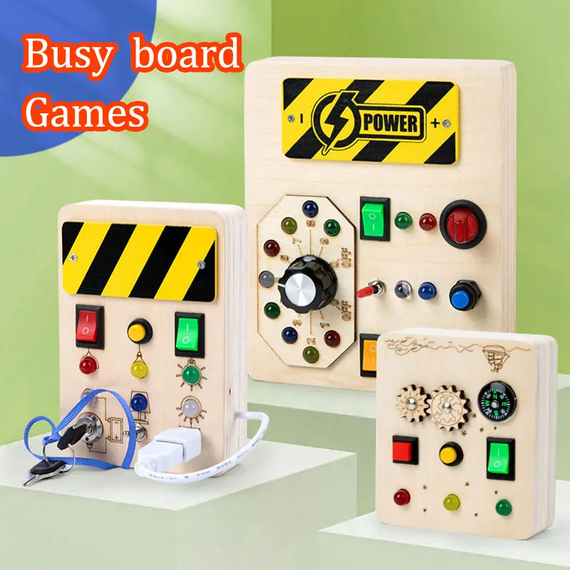 A child manipulating a switch board or gear panel with various buttons and moving parts