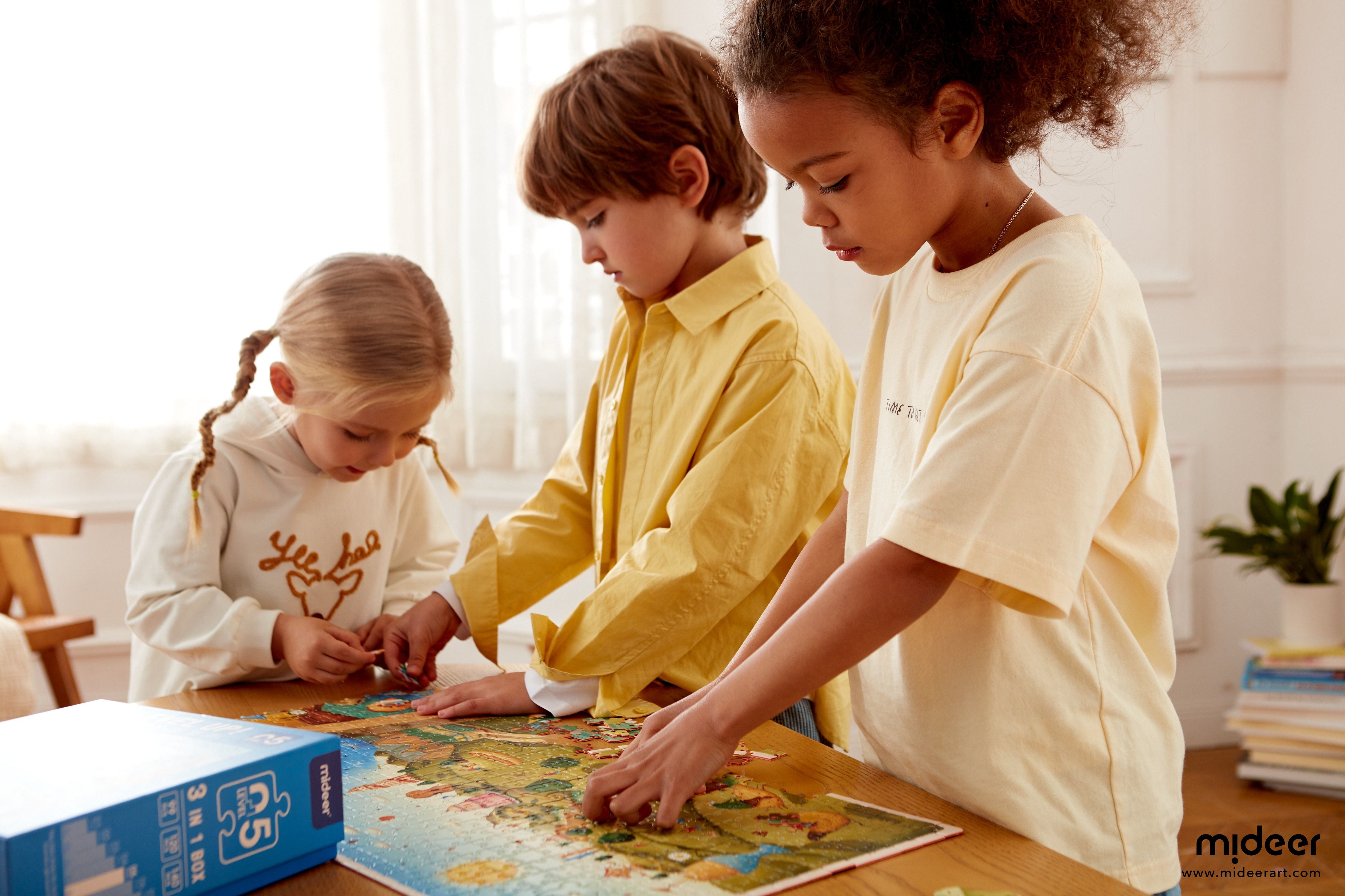 A toddler successfully placing a chunky puzzle piece