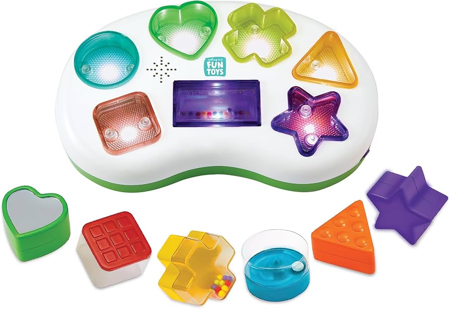 Electronic shape sorter toy with lights and sounds for each shape