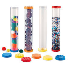 Set of clear sensory tubes filled with colorful beads and liquids