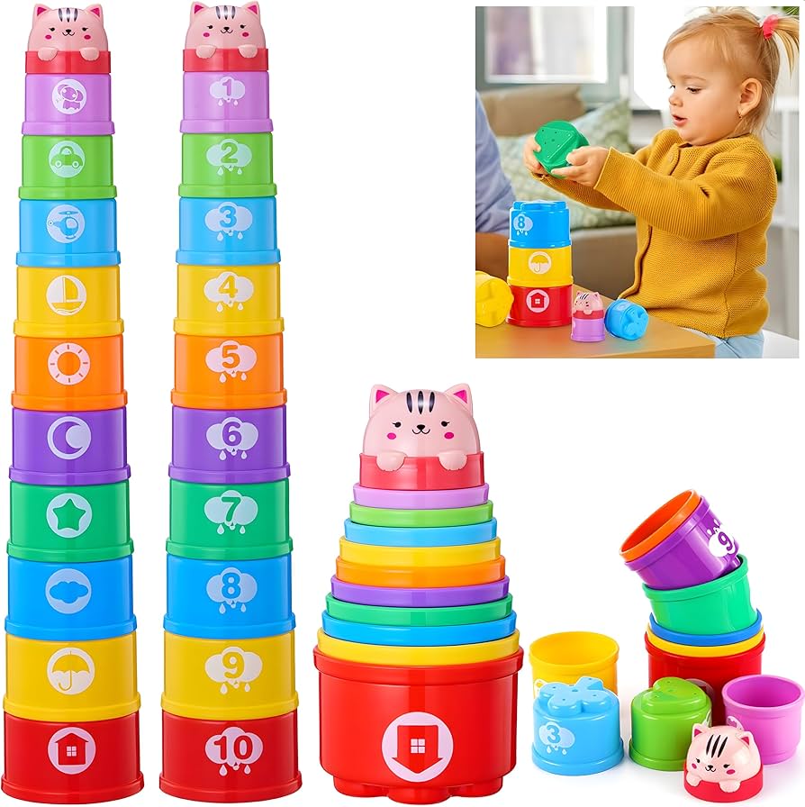 Colorful stacking cups in different sizes for toddlers