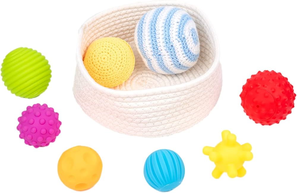 Set of textured balls with different surfaces for tactile exploration