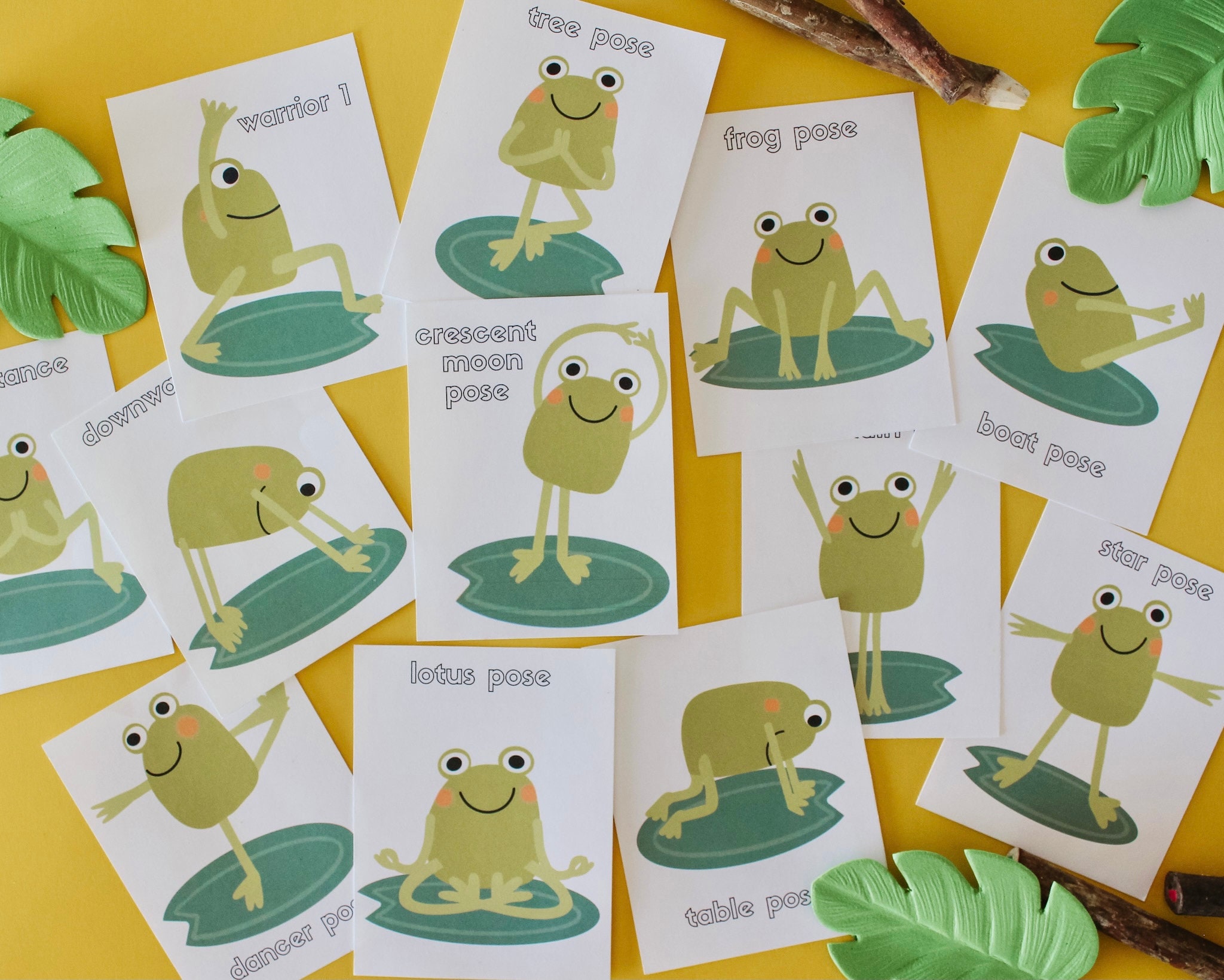 Animal yoga pose card for kids - frog position