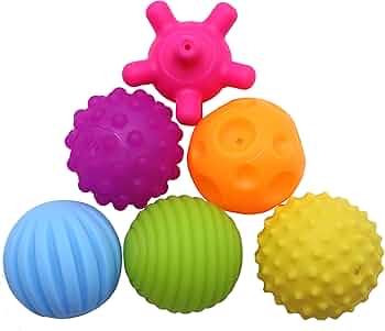Assorted tactile toys including playfoam, putty, and textured balls
