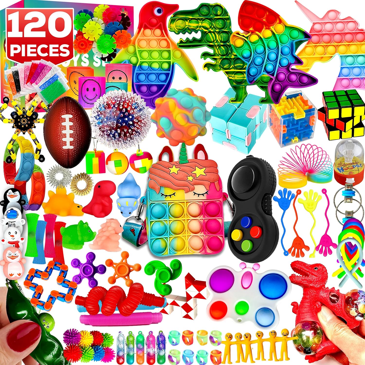 120 Pcs Fidget Toys Pack, Pop Sensory Party Favors Set Gifts for Kids Adults
